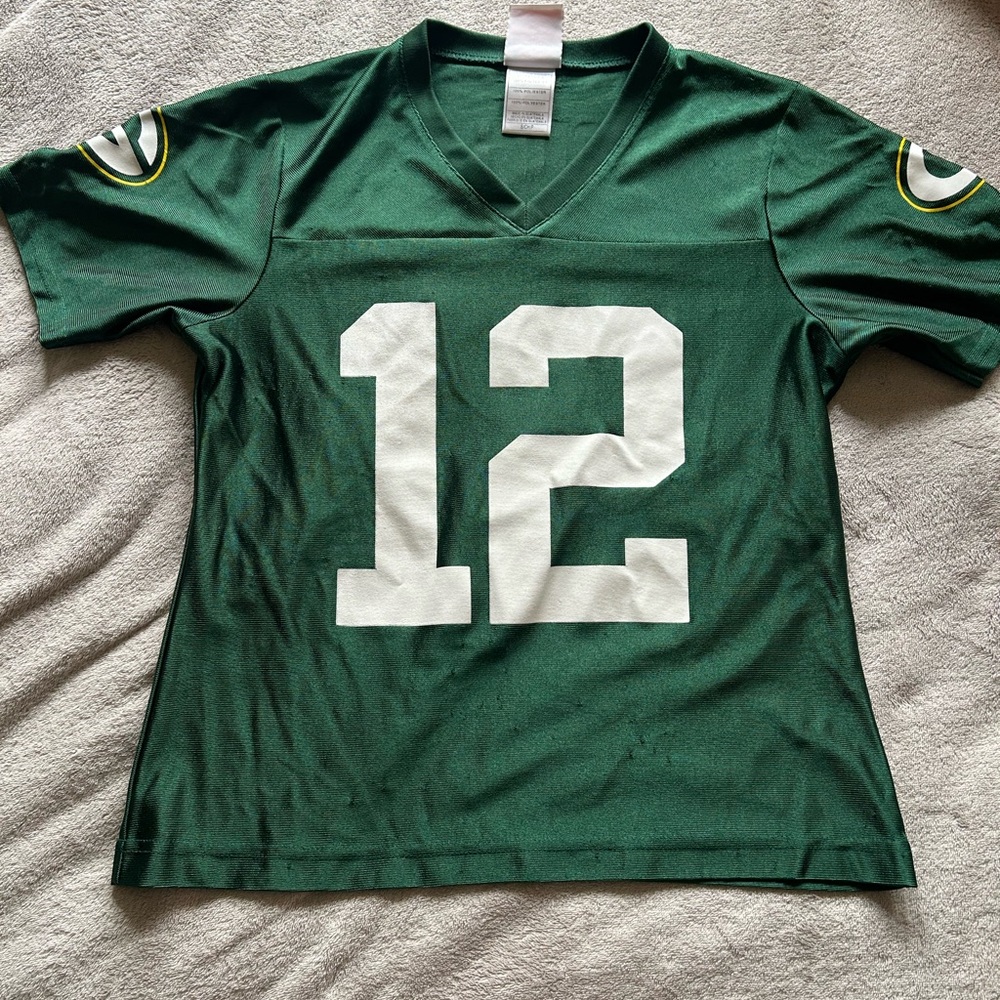 Green #12 PACKERS RODGERS Football Jersey with Team Sleeve Patch